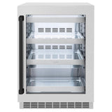 ZLINE Autograph Edition 24 in. Touchstone 151 Can Beverage Fridge With DuraSnow® Stainless Steel Glass Door And Matte Black Handle (RBSOZ-SN-24-MB) - (RBSOZSN24MB) -