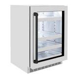 ZLINE Autograph Edition 24 in. Touchstone 151 Can Beverage Fridge With DuraSnow® Stainless Steel Glass Door And Matte Black Handle (RBSOZ-SN-24-MB) - (RBSOZSN24MB) -