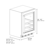 ZLINE Autograph Edition 24 in. Touchstone 151 Can Beverage Fridge With DuraSnow® Stainless Steel Glass Door And Matte Black Handle (RBSOZ-SN-24-MB) - (RBSOZSN24MB) -