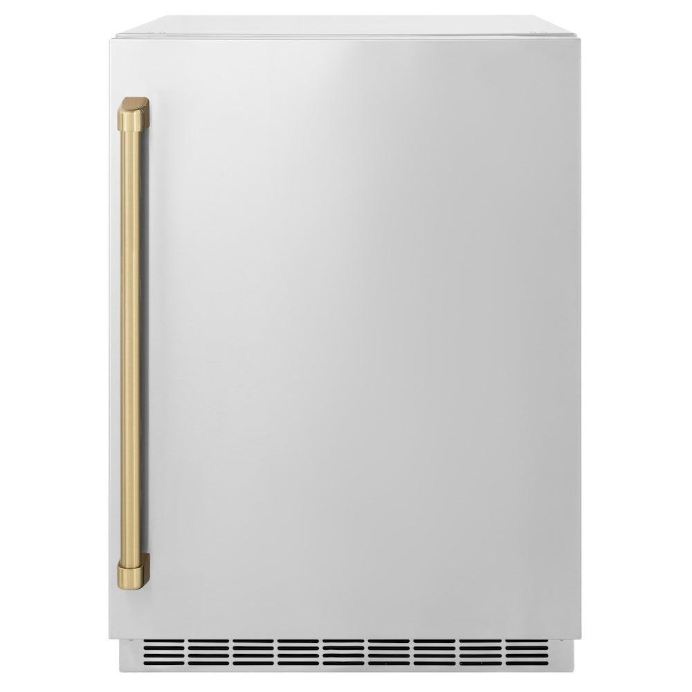 AutographEdition 24 in. Touchstone 151 Can Beverage Fridge With Solid Stainless Steel Door And Champagne Bronze Handle - (RBSOZST24CB) -