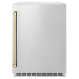 AutographEdition 24 in. Touchstone 151 Can Beverage Fridge With Solid Stainless Steel Door And Champagne Bronze Handle - (RBSOZST24CB) -