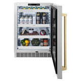 AutographEdition 24 in. Touchstone 151 Can Beverage Fridge With Solid Stainless Steel Door And Champagne Bronze Handle - (RBSOZST24CB) -