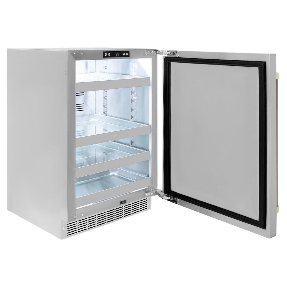 AutographEdition 24 in. Touchstone 151 Can Beverage Fridge With Solid Stainless Steel Door And Champagne Bronze Handle - (RBSOZST24CB) -