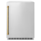 AutographEdition 24 in. Touchstone 151 Can Beverage Fridge With Solid Stainless Steel Door And Polished Gold Handle - (RBSOZST24G) -
