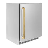 AutographEdition 24 in. Touchstone 151 Can Beverage Fridge With Solid Stainless Steel Door And Polished Gold Handle - (RBSOZST24G) -