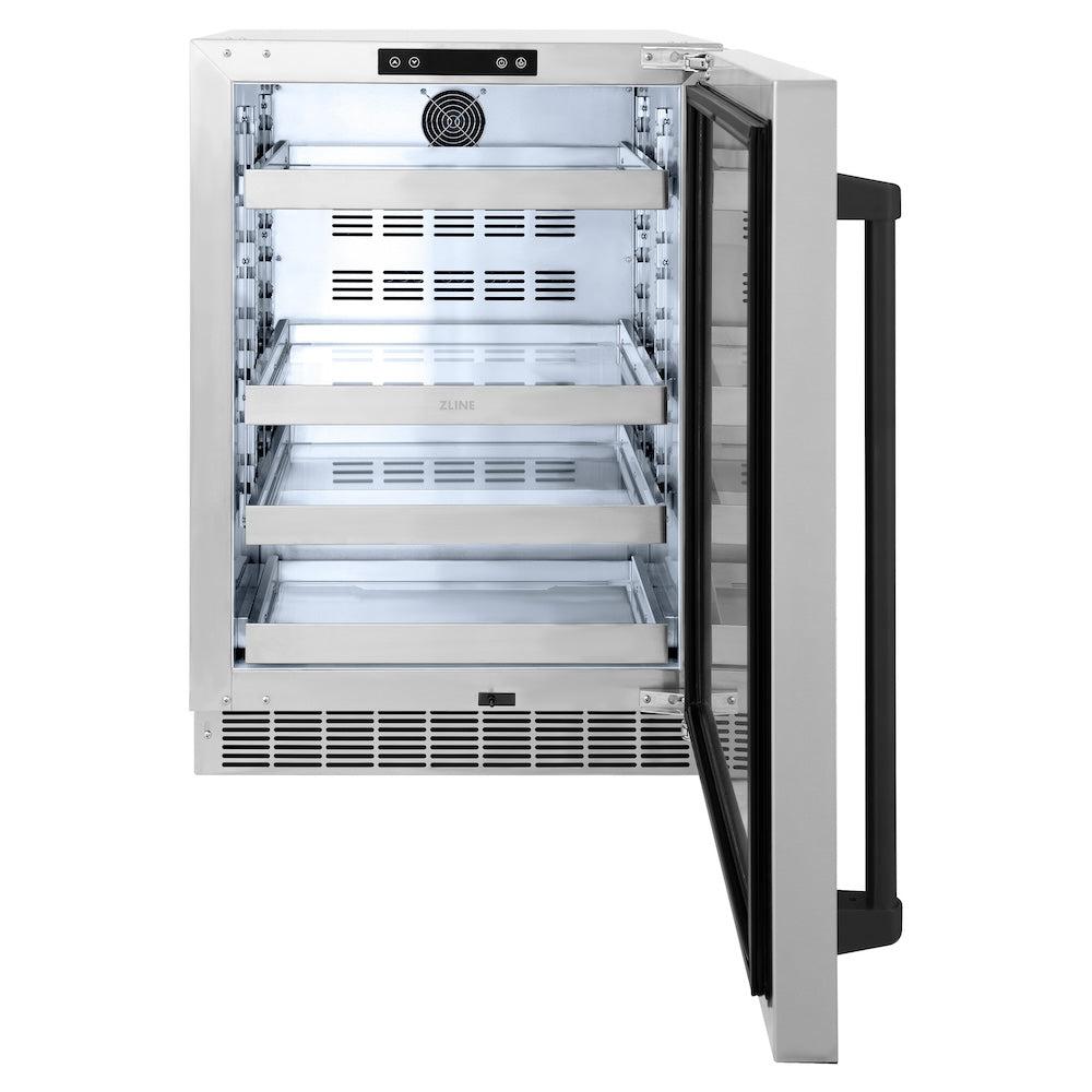 AutographEdition 24 in. Touchstone 151 Can Beverage Fridge With Solid Stainless Steel Door And Matte Black Handle - (RBSOZST24MB) -