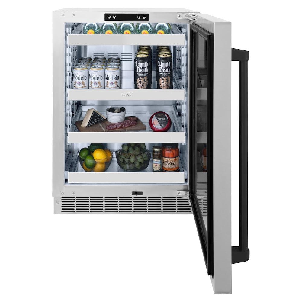 AutographEdition 24 in. Touchstone 151 Can Beverage Fridge With Solid Stainless Steel Door And Matte Black Handle - (RBSOZST24MB) -
