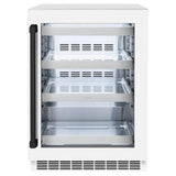 ZLINE Autograph Edition 24 in. Touchstone 151 Can Beverage Fridge With White Matte Glass Door And Matte Black Handle (RBSOZ-WM-24-MB) - (RBSOZWM24MB) -