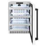 ZLINE Autograph Edition 24 in. Touchstone 151 Can Beverage Fridge With White Matte Glass Door And Matte Black Handle (RBSOZ-WM-24-MB) - (RBSOZWM24MB) -