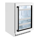 ZLINE Autograph Edition 24 in. Touchstone 151 Can Beverage Fridge With White Matte Glass Door And Matte Black Handle (RBSOZ-WM-24-MB) - (RBSOZWM24MB) -