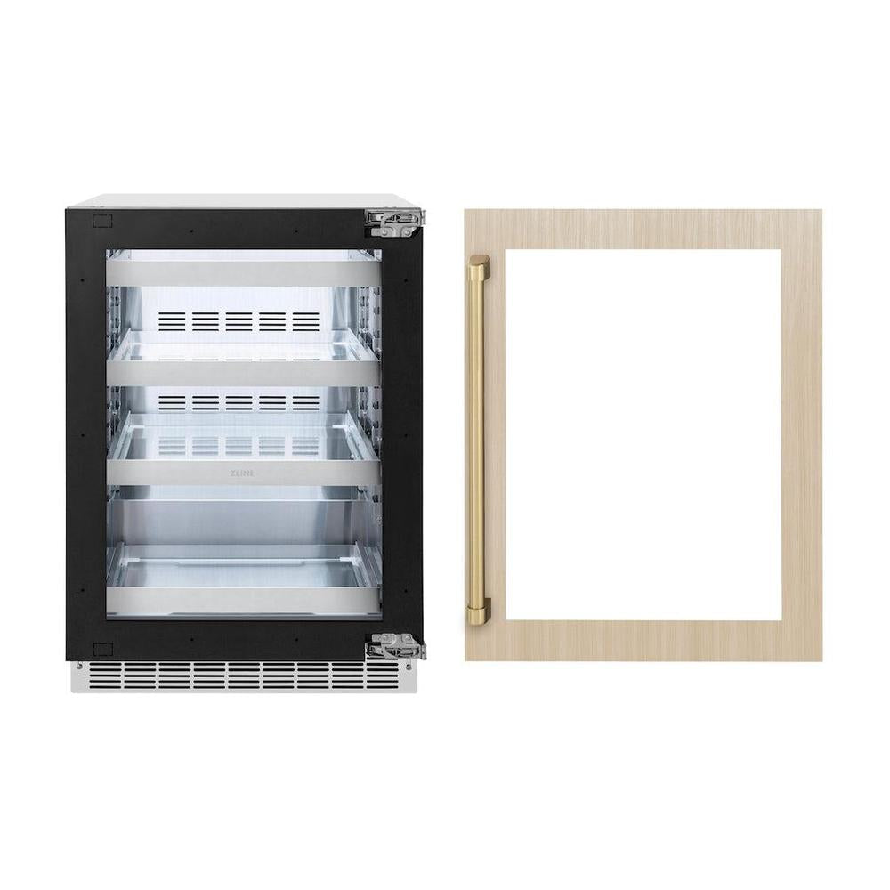 AutographEdition 24 in. Touchstone 151 Can Beverage Fridge With Panel Ready Glass Door And Champagne Bronze Handle - (RBSPOZ24CB) -