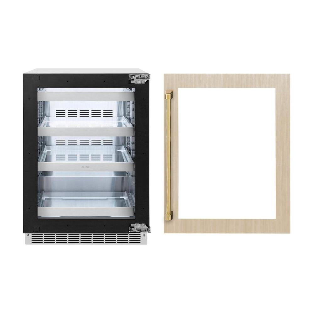 AutographEdition 24 in. Touchstone 151 Can Beverage Fridge With Panel Ready Glass Door And Polished Gold Handle - (RBSPOZ24G) -