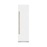 ZLINE Autograph Edition 24 in. 12.5 cu. ft. Column Refrigerator in White Matte with Graphite Gray Interior and Champagne Bronze Accents (RCRVZ-WM-24-CB) - (RCRVZWM24CB) -