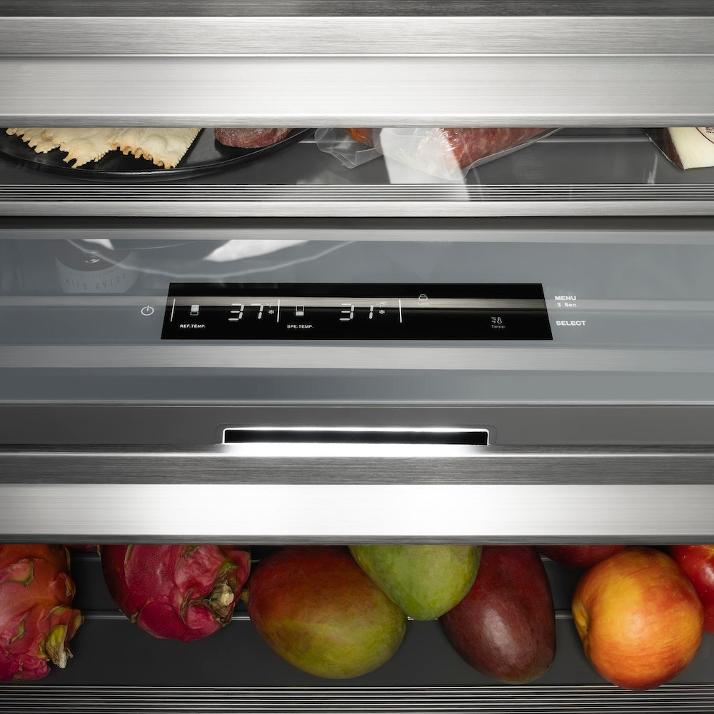 ZLINE Autograph Edition 24 in. 12.5 cu. ft. Column Refrigerator in White Matte with Graphite Gray Interior and Champagne Bronze Accents (RCRVZ-WM-24-CB) - (RCRVZWM24CB) -