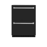 ZLINE 24 in. Touchstone 168 Can Outdoor-Rated Dual Refrigerator Drawer with Black Matte Doors (RDSO-BLM-24) - (RDSOBLM24) -