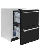 ZLINE 24 in. Touchstone 168 Can Outdoor-Rated Dual Refrigerator Drawer with Black Matte Doors (RDSO-BLM-24) - (RDSOBLM24) -
