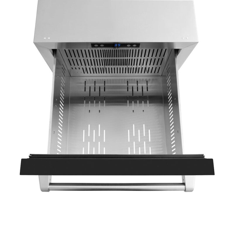 ZLINE 24 in. Touchstone 168 Can Outdoor-Rated Dual Refrigerator Drawer with Black Matte Doors (RDSO-BLM-24) - (RDSOBLM24) -