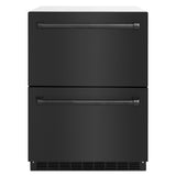 ZLINE 24 in. Touchstone 168 Can Outdoor-Rated Dual Refrigerator Drawer with Black Stainless Steel Doors (RDSO-BS-24) - (RDSOBS24) -