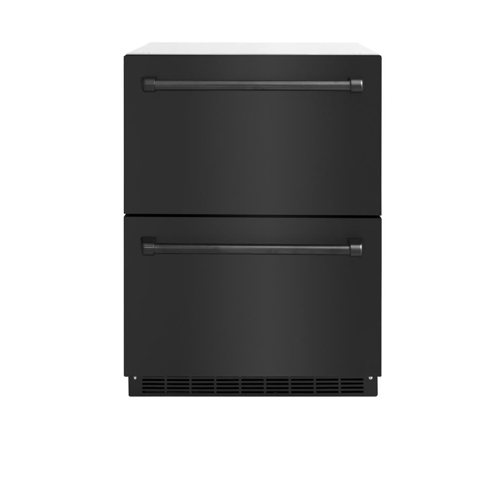 ZLINE 24 in. Touchstone 168 Can Outdoor-Rated Dual Refrigerator Drawer with Black Stainless Steel Doors (RDSO-BS-24) - (RDSOBS24) -