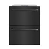 ZLINE 24 in. Touchstone 168 Can Outdoor-Rated Dual Refrigerator Drawer with Black Stainless Steel Doors (RDSO-BS-24) - (RDSOBS24) -