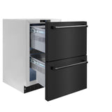 ZLINE 24 in. Touchstone 168 Can Outdoor-Rated Dual Refrigerator Drawer with Black Stainless Steel Doors (RDSO-BS-24) - (RDSOBS24) -