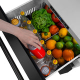 ZLINE 24 in. Touchstone 168 Can Outdoor-Rated Dual Refrigerator Drawer with Black Stainless Steel Doors (RDSO-BS-24) - (RDSOBS24) -