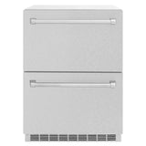 ZLINE 24 in. Touchstone 168 Can Outdoor-Rated Dual Refrigerator Drawer with DuraSnow® Stainless Steel Doors (RDSO-SN-24) - (RDSOSN24) -