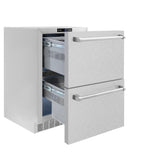 ZLINE 24 in. Touchstone 168 Can Outdoor-Rated Dual Refrigerator Drawer with DuraSnow® Stainless Steel Doors (RDSO-SN-24) - (RDSOSN24) -