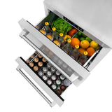 ZLINE 24 in. Touchstone 168 Can Outdoor-Rated Dual Refrigerator Drawer with Stainless Steel Doors (RDSO-ST-24) - (RDSOST24) -