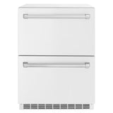 ZLINE 24 in. Touchstone 168 Can Outdoor-Rated Dual Refrigerator Drawer with White Matte Doors (RDSO-WM-24) - (RDSOWM24) -