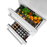 ZLINE 24 in. Touchstone 168 Can Outdoor-Rated Dual Refrigerator Drawer with White Matte Doors (RDSO-WM-24) - (RDSOWM24) -