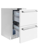 ZLINE 24 in. Touchstone 168 Can Outdoor-Rated Dual Refrigerator Drawer with White Matte Doors (RDSO-WM-24) - (RDSOWM24) -