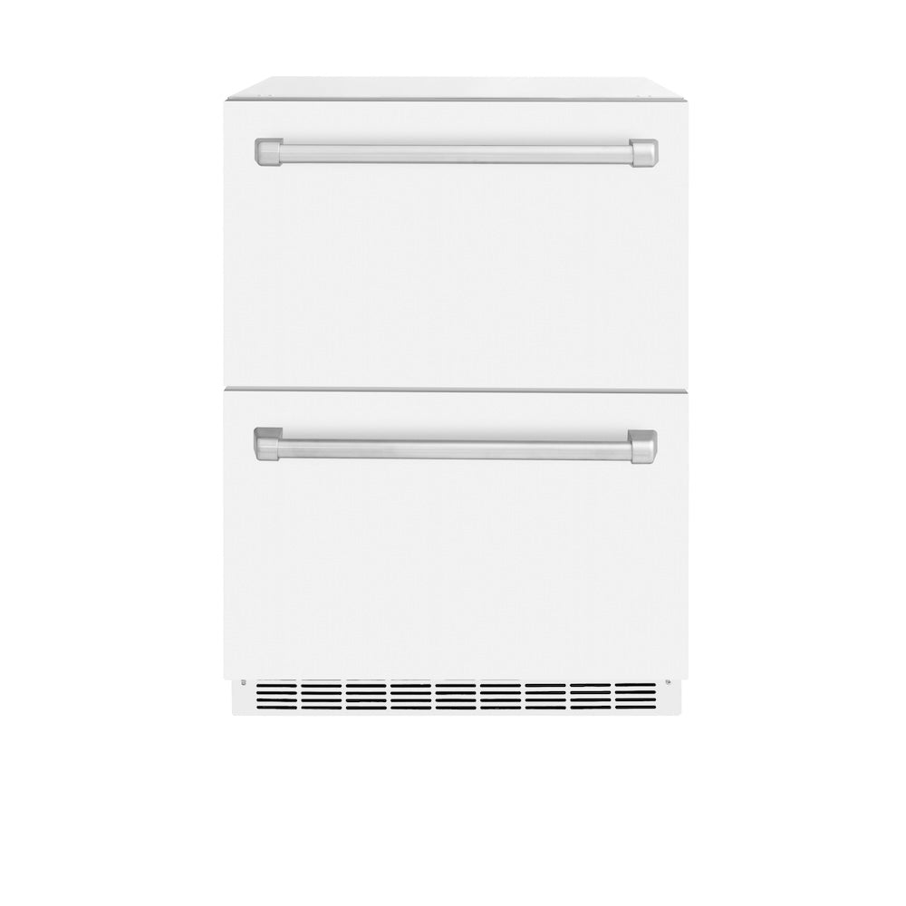 ZLINE 24 in. Touchstone 168 Can Outdoor-Rated Dual Refrigerator Drawer with White Matte Doors (RDSO-WM-24) - (RDSOWM24) -