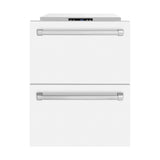 ZLINE 24 in. Touchstone 168 Can Outdoor-Rated Dual Refrigerator Drawer with White Matte Doors (RDSO-WM-24) - (RDSOWM24) -