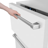 ZLINE 24 in. Touchstone 168 Can Outdoor-Rated Dual Refrigerator Drawer with White Matte Doors (RDSO-WM-24) - (RDSOWM24) -