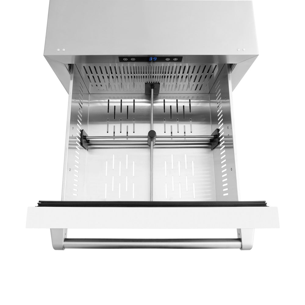 ZLINE 24 in. Touchstone 168 Can Outdoor-Rated Dual Refrigerator Drawer with White Matte Doors (RDSO-WM-24) - (RDSOWM24) -