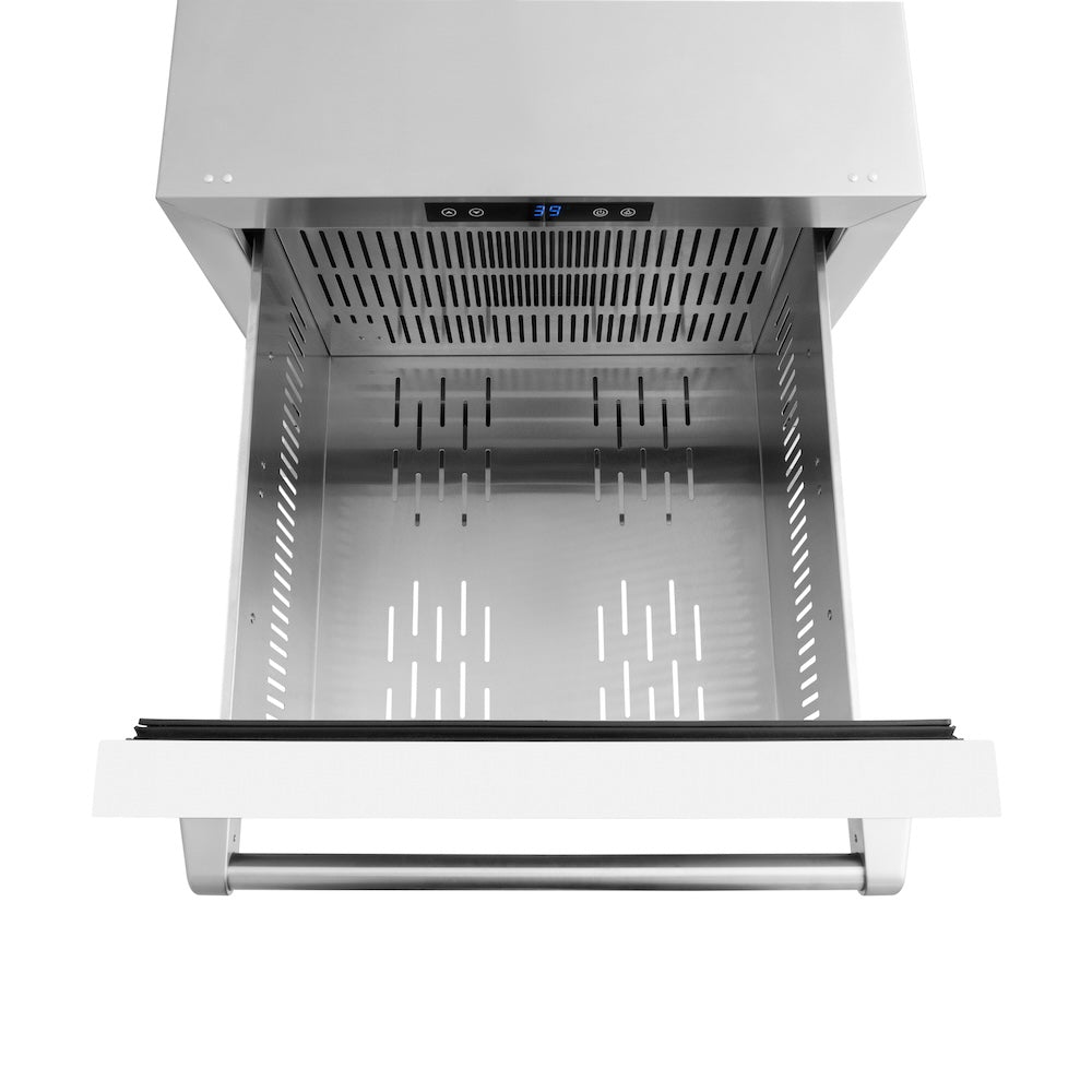ZLINE 24 in. Touchstone 168 Can Outdoor-Rated Dual Refrigerator Drawer with White Matte Doors (RDSO-WM-24) - (RDSOWM24) -