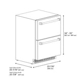 ZLINE Autograph Edition 24 in. Touchstone 168 Can Outdoor-Rated Dual Refrigerator Drawer with Black Stainless Steel Doors and Polished Gold Handles (RDSOZ-BS-24-G) - (RDSOZBS24G) -