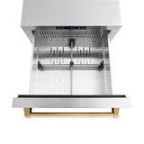 ZLINE Autograph Edition 24 in. Touchstone 168 Can Outdoor-Rated Dual Refrigerator Drawer with Stainless Steel Doors and Polished Gold Handles (RDSOZ-ST-24-G) - (RDSOZST24G) -