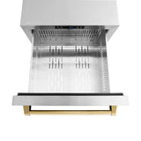 ZLINE Autograph Edition 24 in. Touchstone 168 Can Outdoor-Rated Dual Refrigerator Drawer with Stainless Steel Doors and Polished Gold Handles (RDSOZ-ST-24-G) - (RDSOZST24G) -