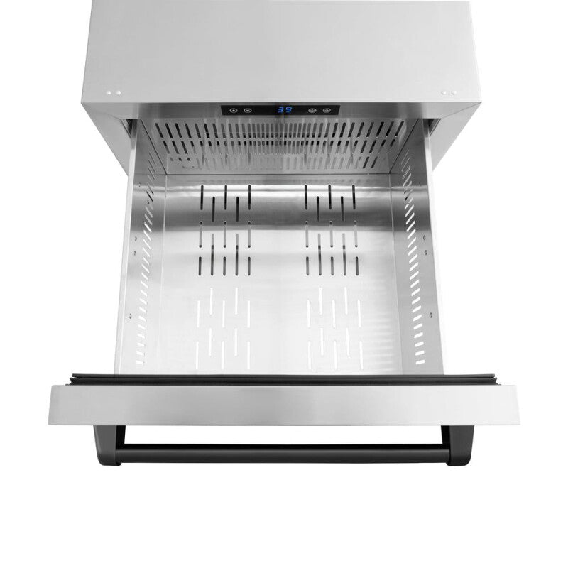 ZLINE Autograph Edition 24 in. Touchstone 168 Can Outdoor-Rated Dual Refrigerator Drawer with Stainless Steel Doors and Matte Black Handles (RDSOZ-ST-24-MB) - (RDSOZST24MB) -