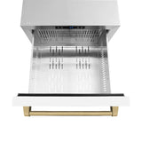 Autograph Edition 24 in. Touchstone 168 Can Outdoor-Rated Dual Refrigerator Drawer with White Matte Doors and Champagne Bronze Handles - (RDSOZWM24CB) -