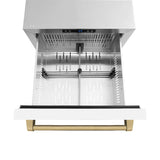 Autograph Edition 24 in. Touchstone 168 Can Outdoor-Rated Dual Refrigerator Drawer with White Matte Doors and Champagne Bronze Handles - (RDSOZWM24CB) -
