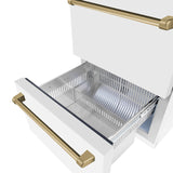 Autograph Edition 24 in. Touchstone 168 Can Outdoor-Rated Dual Refrigerator Drawer with White Matte Doors and Champagne Bronze Handles - (RDSOZWM24CB) -