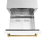 Autograph Edition 24 in. Touchstone 168 Can Outdoor-Rated Dual Refrigerator Drawer with White Matte Doors and Polished Gold Handles - (RDSOZWM24G) -