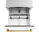 Autograph Edition 24 in. Touchstone 168 Can Outdoor-Rated Dual Refrigerator Drawer with White Matte Doors and Polished Gold Handles - (RDSOZWM24G) -