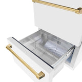 Autograph Edition 24 in. Touchstone 168 Can Outdoor-Rated Dual Refrigerator Drawer with White Matte Doors and Polished Gold Handles - (RDSOZWM24G) -