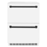 Autograph Edition 24 in. Touchstone 168 Can Outdoor-Rated Dual Refrigerator Drawer with White Matte Doors and Matte Black Handles - (RDSOZWM24MB) -