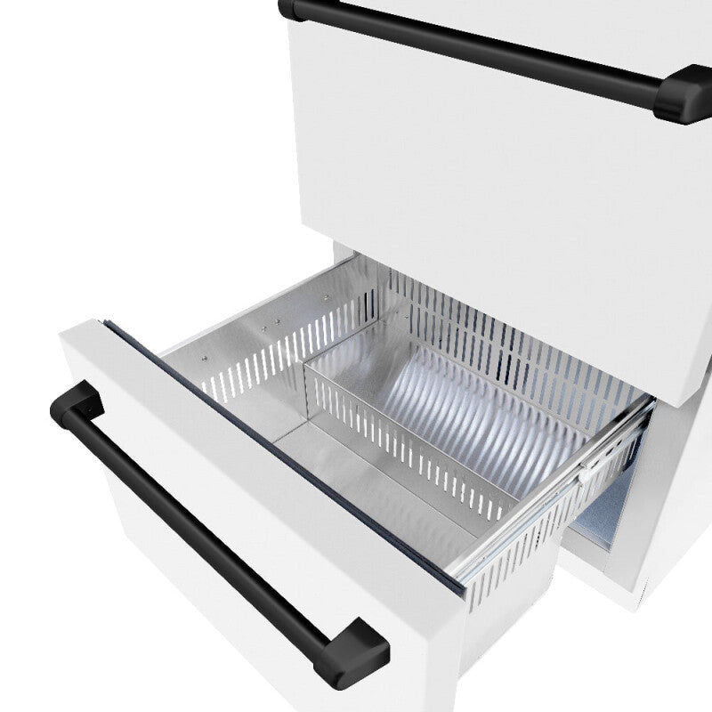 Autograph Edition 24 in. Touchstone 168 Can Outdoor-Rated Dual Refrigerator Drawer with White Matte Doors and Matte Black Handles - (RDSOZWM24MB) -