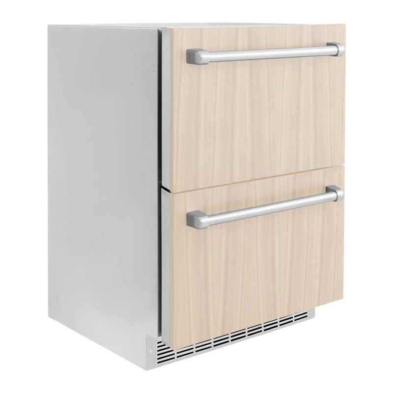 ZLINE 24 in. Touchstone 168 Can Outdoor-Rated Dual Refrigerator Drawer with Panel-Ready Doors (RDSPO-24) - (RDSPO24) -